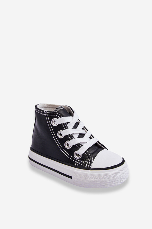 Children's Leather High Sneakers Black and white Marney