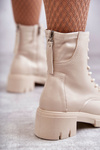Leather boots with a zipper in beige Tonje