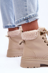 Women's Suede Trapper Boots Light Beige Jette