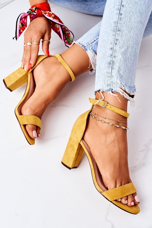 Suede High Heel Sandals Yellow Florence