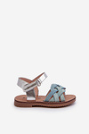 Children's sandals with velcro fastening and interwoven straps in blue Dianttha