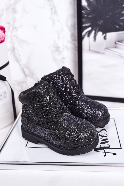 Children's Insulated Glitter Boots Black Mermaid