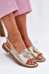 Women Sandals On Flat Heel With Decorative Detail S.Barski KV51-080 Gold