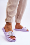Klapki Damskie Platforma Ozdoba Fioletowe Beneca