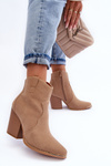 Leather Cowboy Boots on Heel Beige Lotoune 