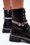 Women's Embellished Leather Ankle Boots Black Totah