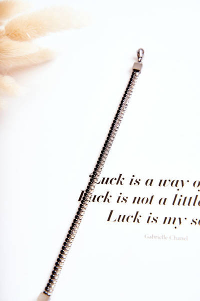 Double Women's Bracelet With Cubic Zirconia Silver-Black