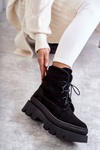 Suede Warm Lace-up Boots Black Elisabeth
