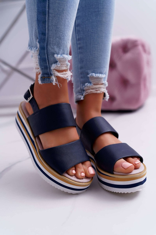 Women's Platform Sandals Navy Blue Aurera
