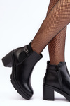 Leather Women's Boots On Massive Heel Black Belinda