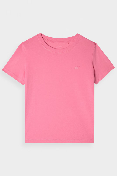 Gładki T-Shirt Damski Regular 4F 4FWAW24TTSHF1650-54S Różowy