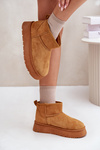 Low Women's Snow Boots On Platform Insulated With Fur Camel Saldren