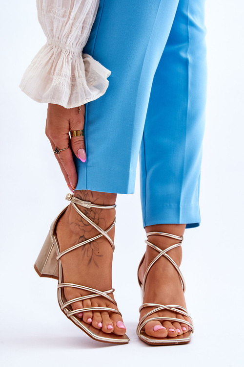 Leather Fashionable Women's Sandals Heels gold Primma