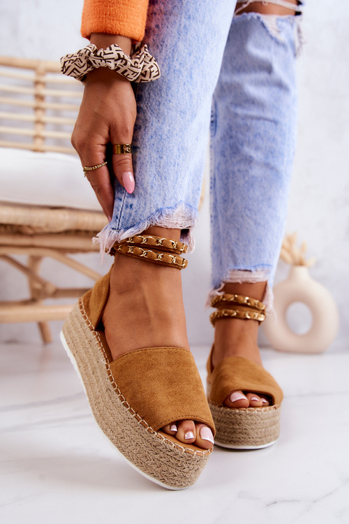 Espadrilles Sandals On The Platform Camel Jeannie 