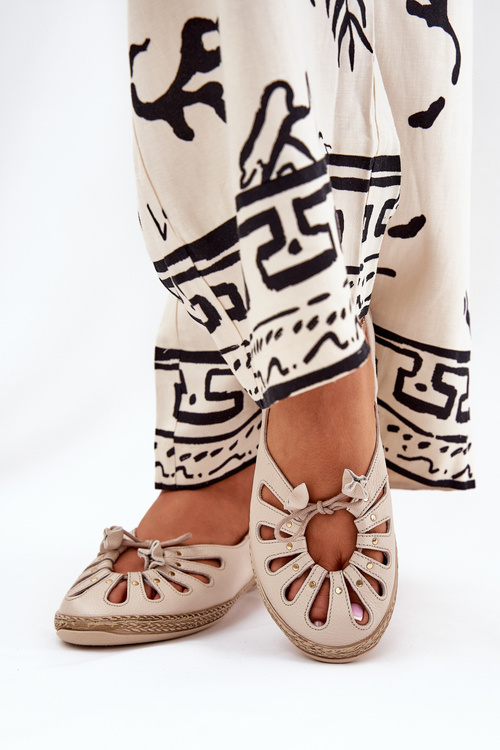 Flat Ballerinas Made Of Natural Leather Zazoo 10179 Beige