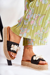Women's Slippers On The Platform With Shells Black Tolia