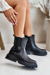 Leather Insulated Ankle Boots With Strap Black Sergio Leone TR719-S