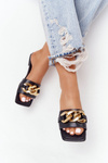 Leather Slippers With A Chain Black French Kiss