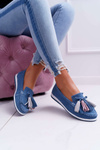 Women's Leather Suede Fringed Moccasins Batist Blue