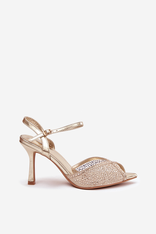 Women's High Heel Sandals with Gold Embellishment Peloria