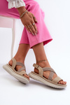 Light Women's Comfortable Velcro Sandals Beige Ceclea
