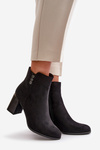 Warm Eco Suede Women's Ankle Boots With Heel Zipper Black Erillia