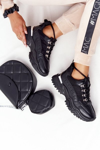 Women's Sneakers On A Chunky Sole Black Good Mood