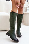 Women's Insulated Knee High Boots With Zipper Green Ivasira