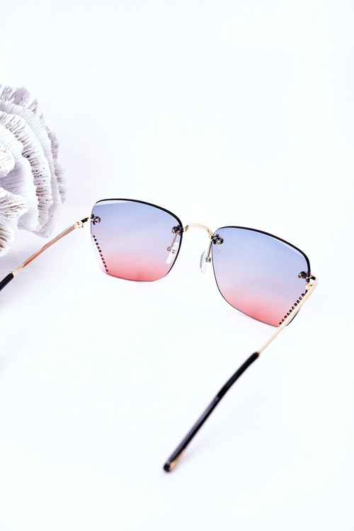 Sunglasses With Cubic Zirconia Blue-Pink Ombre