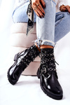 Leather Strapless Boots Black Kepherine