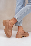 Ladies Moccasins With Golden Detail Beige Ferietta