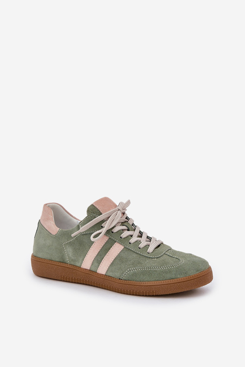 Green Suede Low Sneakers Women's Zazoo