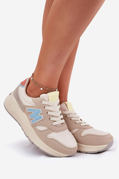 Damskie Sneakersy Na Platformie Beżowe Tenanela