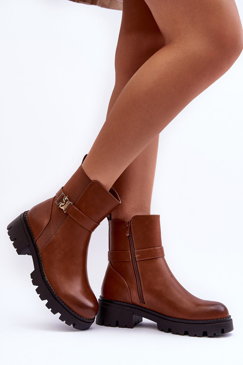 Women's Leather Ankle Boots Brown Elspetia