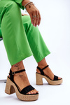Comfortable Suede Sandals On A Chunky Heel Black Elishia