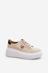 Beige Women's Leather Platform Sneakers Pernalia