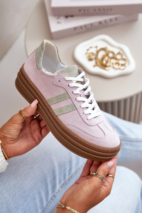 Sneakersy Zamszowe Na Platformie Fioletowe Zazoo N1068S4