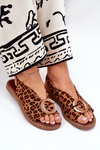 Flat Sandals With Decoration Leopard Brown Haliones