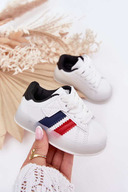 Dziecięce Buty Sportowe Sneakersy Świecąca Podeszwa Biało-Czarne Arielle 