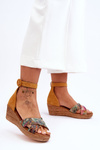 Suede Wedge Sandals Maciejka 04565-43 Orange