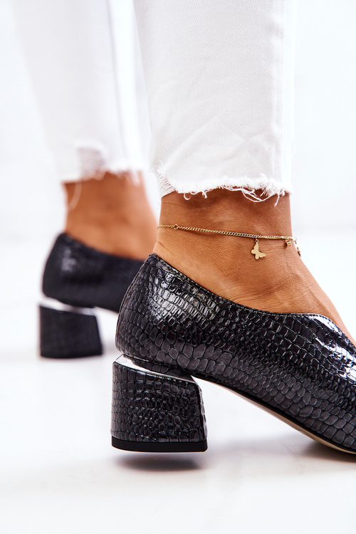 Leather snakeskin pumps Dark Grey Alissa