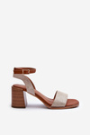Women's Sandals with Block Heel in Eco-Suede Gold Ronvia