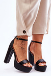 Leather Sandals On A High Bar And Platform Black Sky Dream