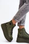 Leather Boots On Massive Platform Maciejka 06309-24 Olive