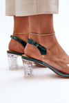 Transparent sandals on a heel with decorations D&A MR38-D1 Green