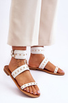 Unique Women's Sandals With Studs White Selina
