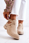 Botki Damskie Skórzane Wycięcie Z Boku Jasnobeżowe Ramos