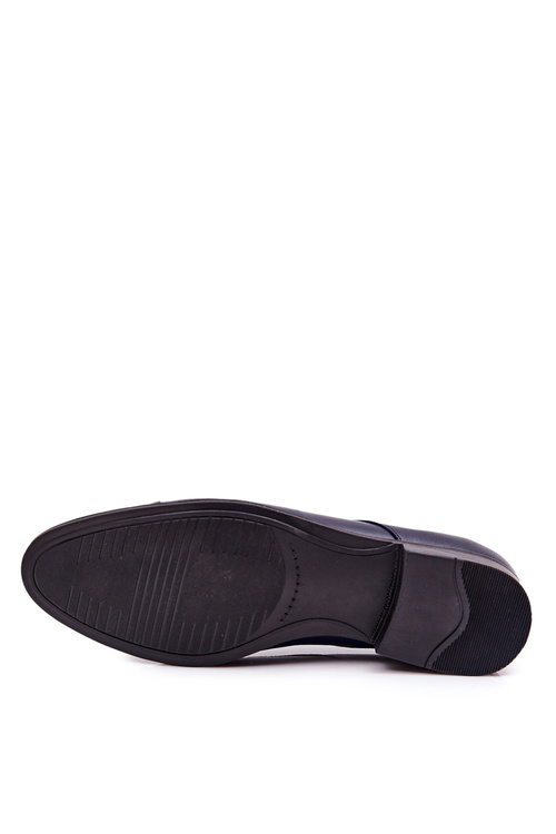 Men's Leather Moccasins With Black Sole BEDNAREK Navy
