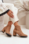 Eco Suede Ankle Boots With Heel Zipper Closure Camel Sairis
