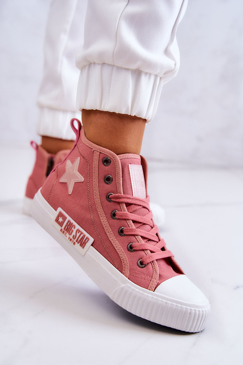 Trampki Damskie Klasyczne Wysokie Różowe Big Star JJ274382